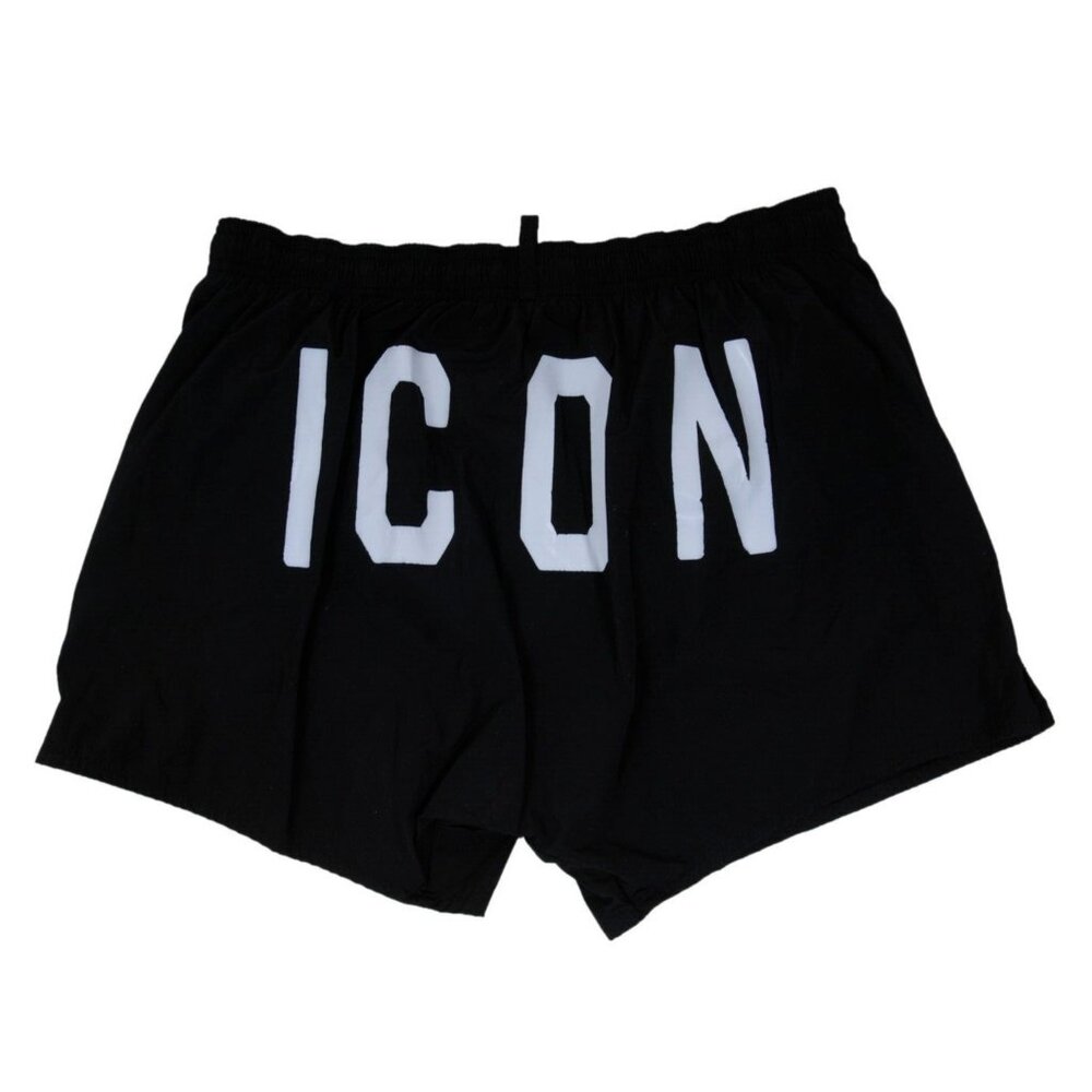 Dsquared2 Mens Icon Logo Swim Trunks Size IT 50 Black Grey Nylon Beach Trunk